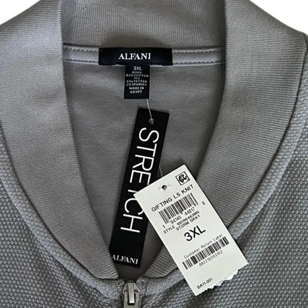 Alfani Gray Quarter Zip Pullover Men’s 3XL Stretch Textured Knit